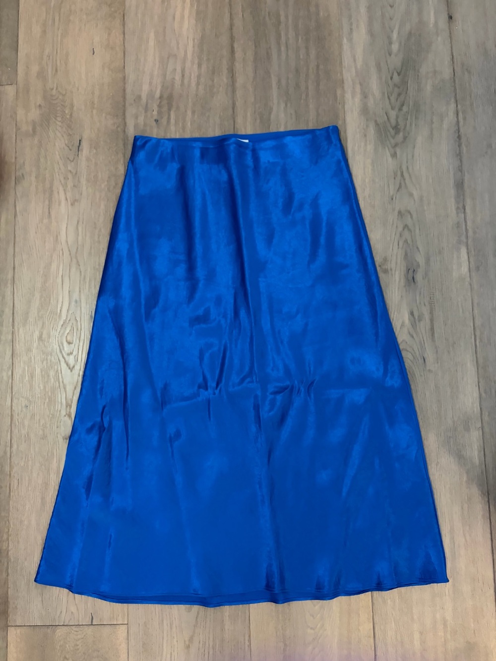 Babaton Cobalt Satin A-Line Midi Skirt